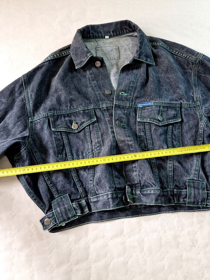 Veste en jeans  , femme , vintage , motif Aigle USA  , broderie , taille L - photo numéro 5