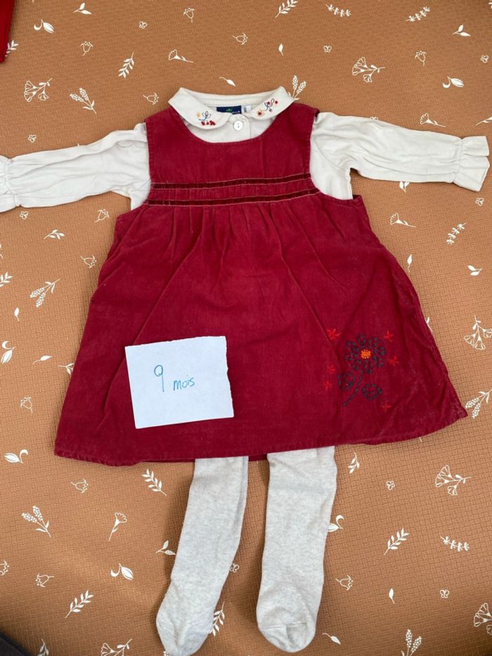 Robe + chemisier + collants 9 mois