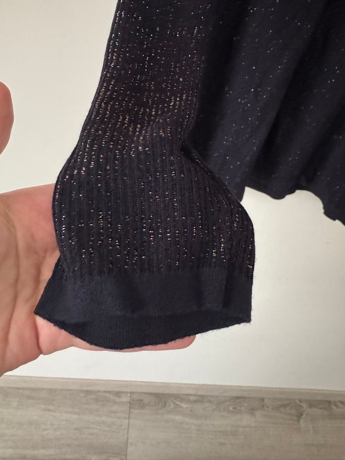 👚 pull à col roulé - paillette bleu foncé - femme - taille unique très bon état - photo numéro 2
