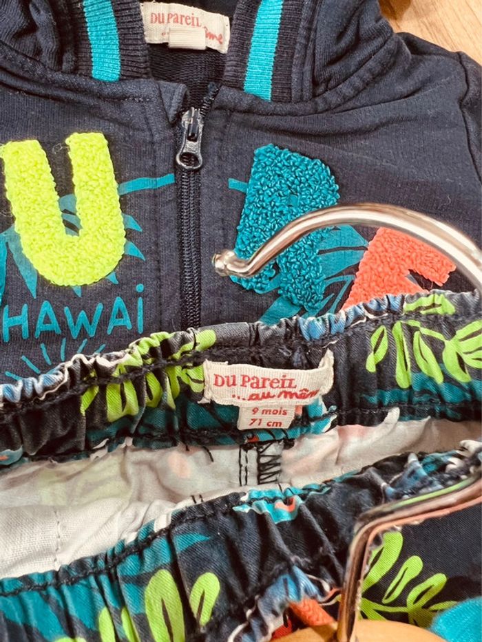 Taille 9 mois ensemble 4 pièces garçon DPAM bleu marine et orange fluo * surf * 💙 - photo numéro 7