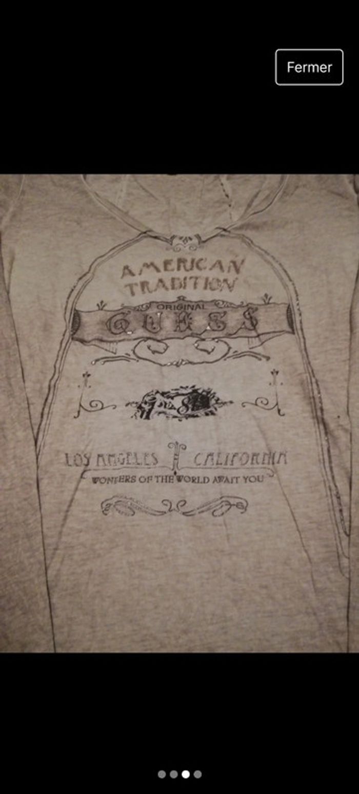 Tee-shirt manches longues gris Guess taille L - photo numéro 3