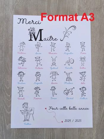 Magnifique Affiche format A3 cadeau Maître fin d'année