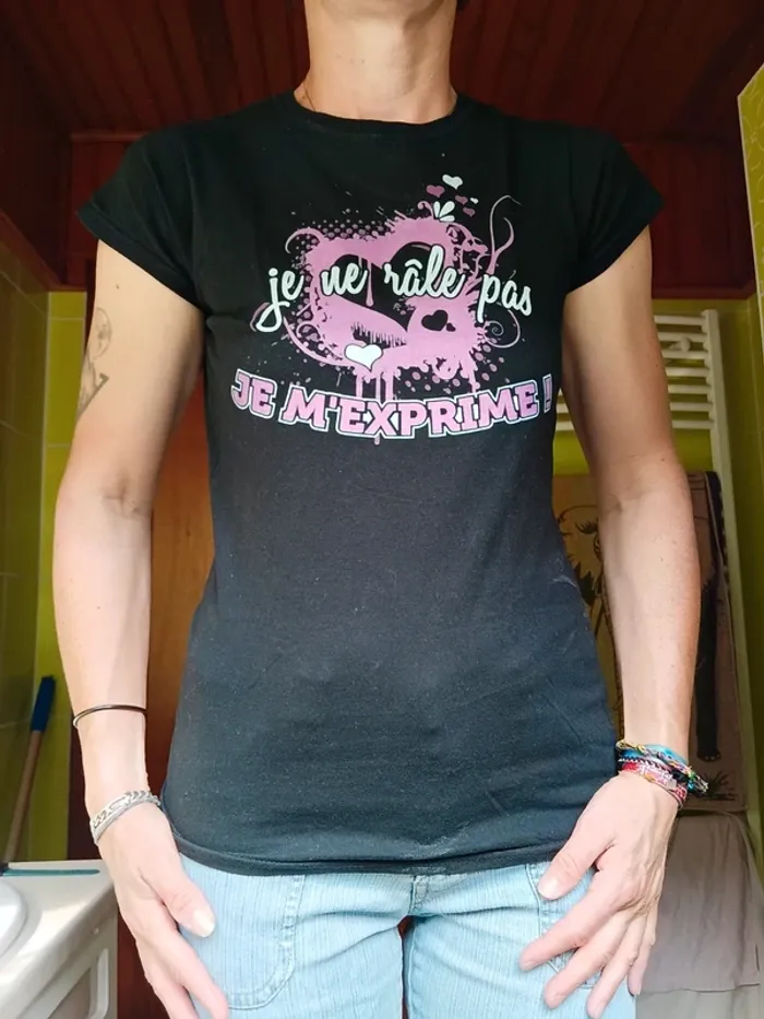 T-shirt femme noir Je ne râle pas je m'exprime ! - photo numéro 3