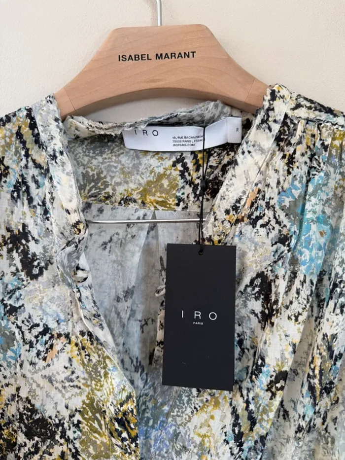 Robe IRO imprimée bleu vert - photo numéro 5