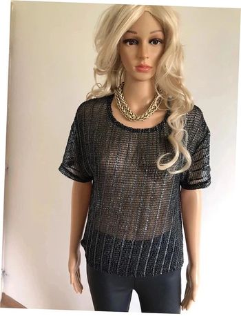 Top noir et argenté à manches courtes Morgan taille S TBE