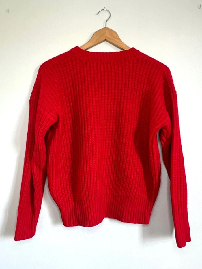 Pull en maille col rond Jennyfer rouge - photo numéro 2