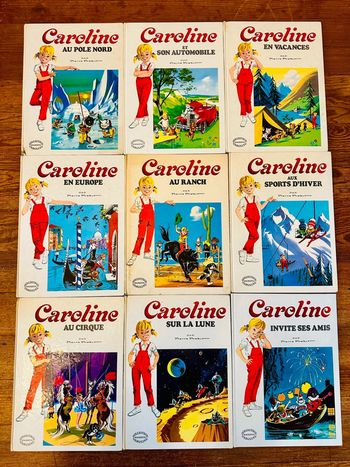 Lot de 9 grands albums Hachette Caroline blancs anciens livres vintage Pierre Probst