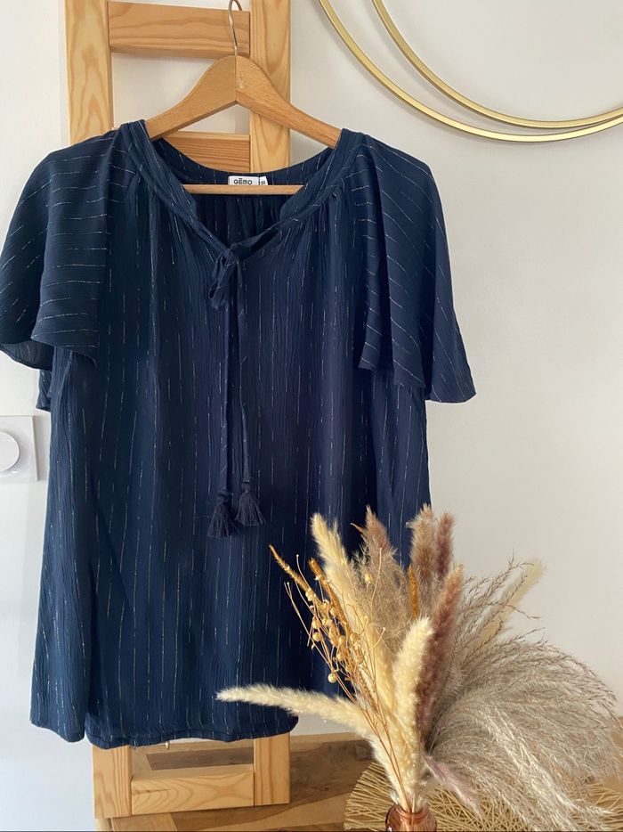 Blouse femme bleu marine avec filaments dorés Gemo 5XL - photo numéro 3