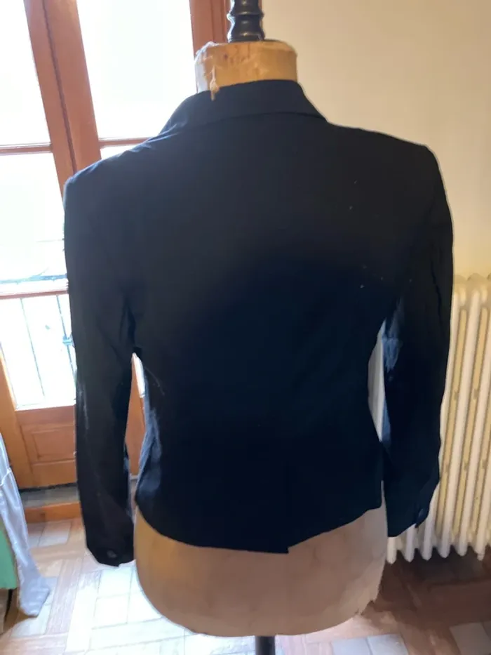 Blazer noir, poche et doublure à motifs @ - photo numéro 5