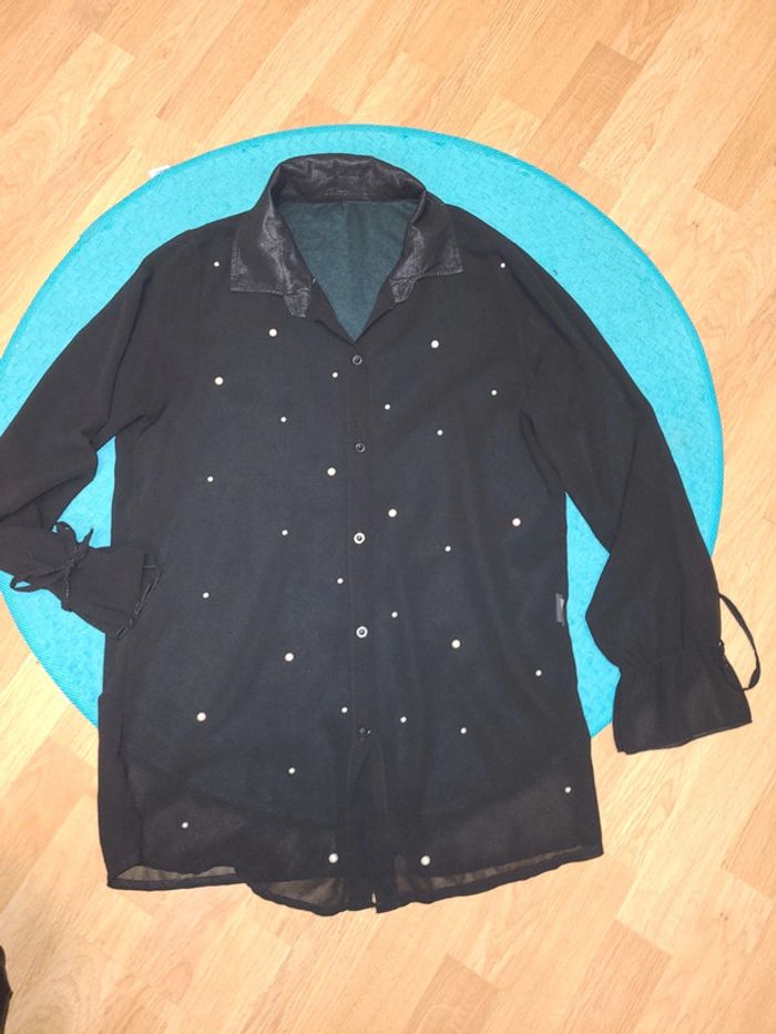 Chemise longue avec perle blanche - photo numéro 4