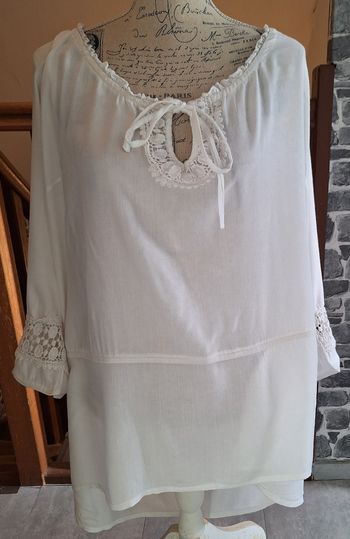 Blouse blanche grande taille avec dentelle
