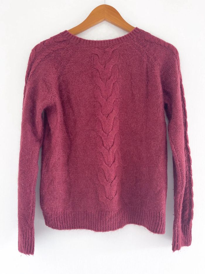 Pull H&M bordeaux maille torsadée - photo numéro 5