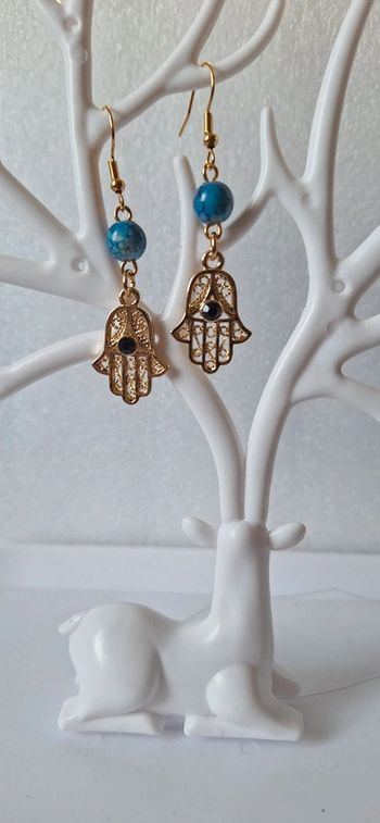 Boucle d'oreilles pendantes main de fatma