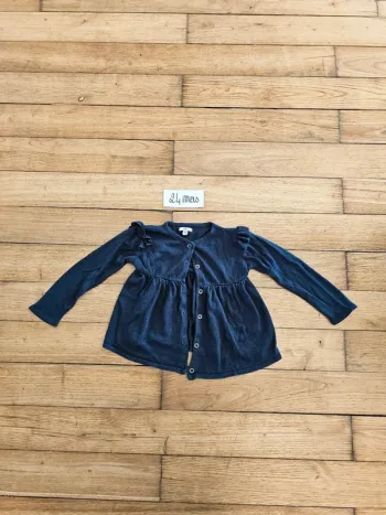 Gilet à boutons broderie bleu bébé fille
