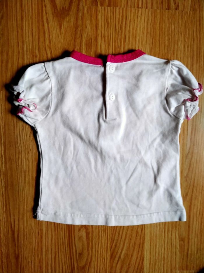 T-shirt blanc froufrous roses. bébé 18 mois - photo numéro 5