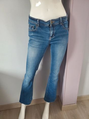 Jeans bleu taille basse, coupe droite T 40