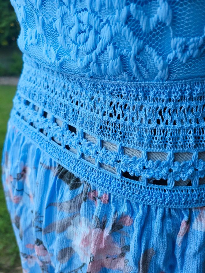 Magnifique robe fleurie fluide légère ajourée L - photo numéro 9