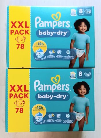 156 couches Pampers baby dry taille 8 (2 XXL Packs)