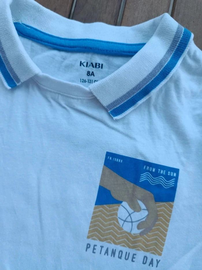 Tee shirt effet polo pétanque 8 ans - photo numéro 2