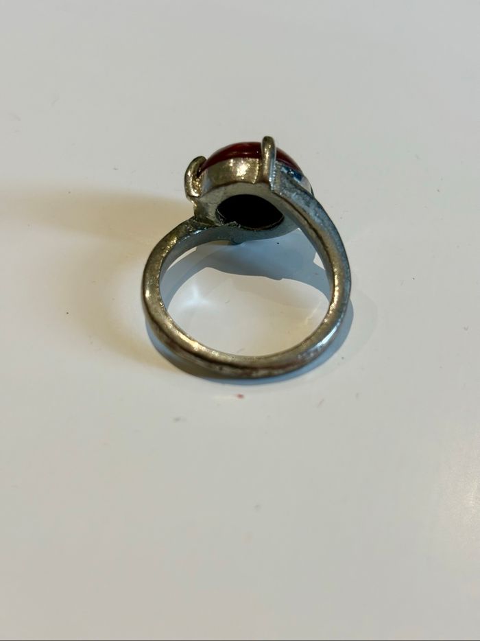 Bague fleur rose vintage en métal argenté - photo numéro 2