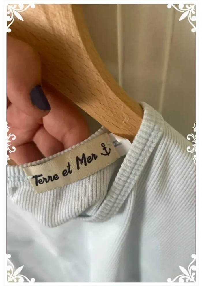 🌊 T-shirt bleu clair Terre et Mer- Taille M - photo numéro 3