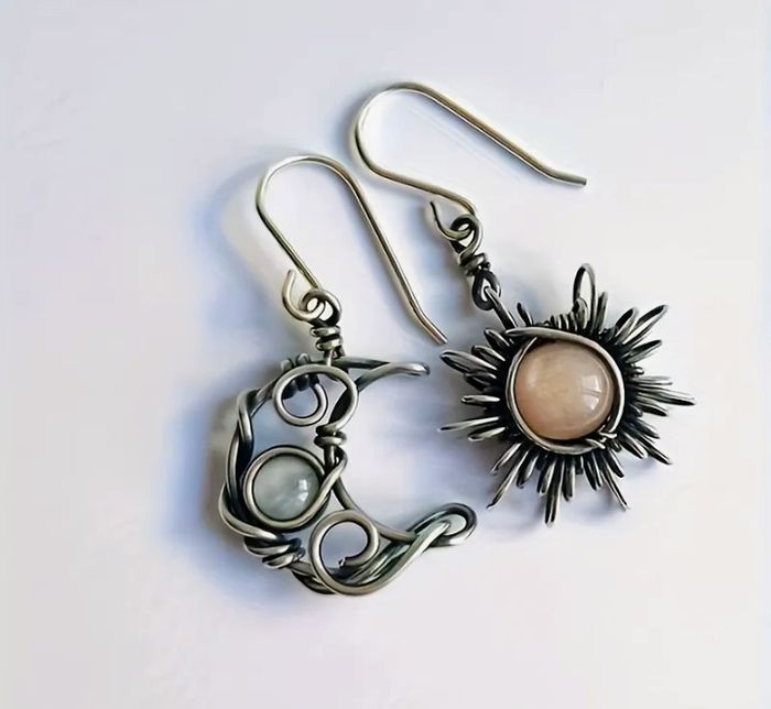 Boucles d'oreilles soleil lune bohème