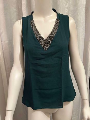 Débardeur vert foncé strass Gémo M 38