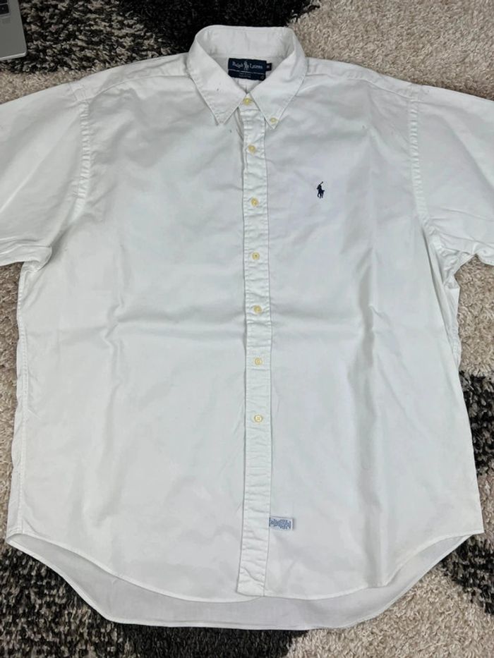 Chemise Ralph Lauren blanc taille XL made in usa logo brodé noir style old money - photo numéro 4