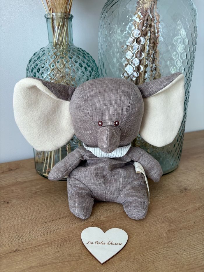 Peluche éléphant lin gris Abbas