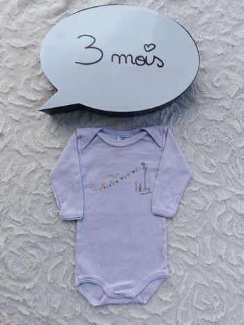 Body manches longues Fille 3 mois c'est la fête lapin Petit bateau 100% coton