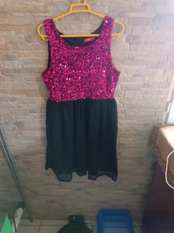 Robe sequins fuchsia Tissaia 16A