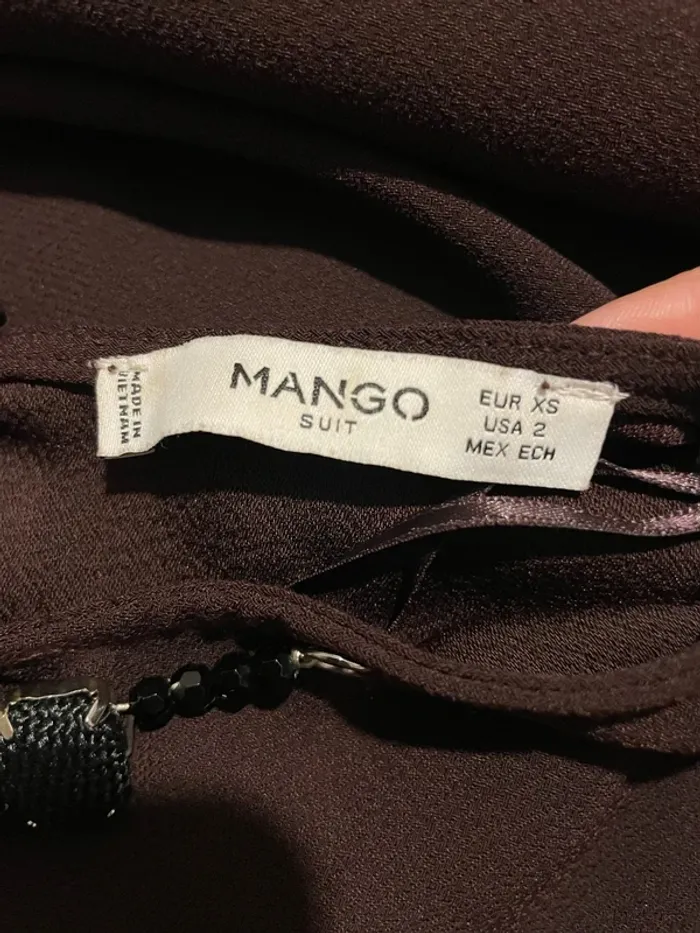 Robe bordeaux foncé mango taille XS perle col - photo numéro 7