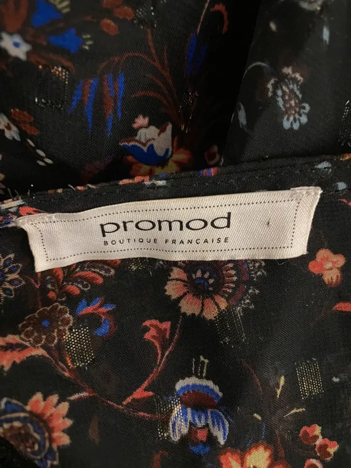 Robe voile fleurie noire manches volants Promod - photo numéro 7