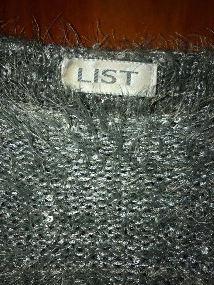 Pull gris à poils et sequins neuf taille unique - photo numéro 2