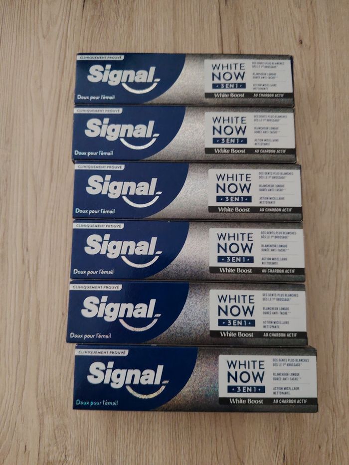 Dentifrice signal white now