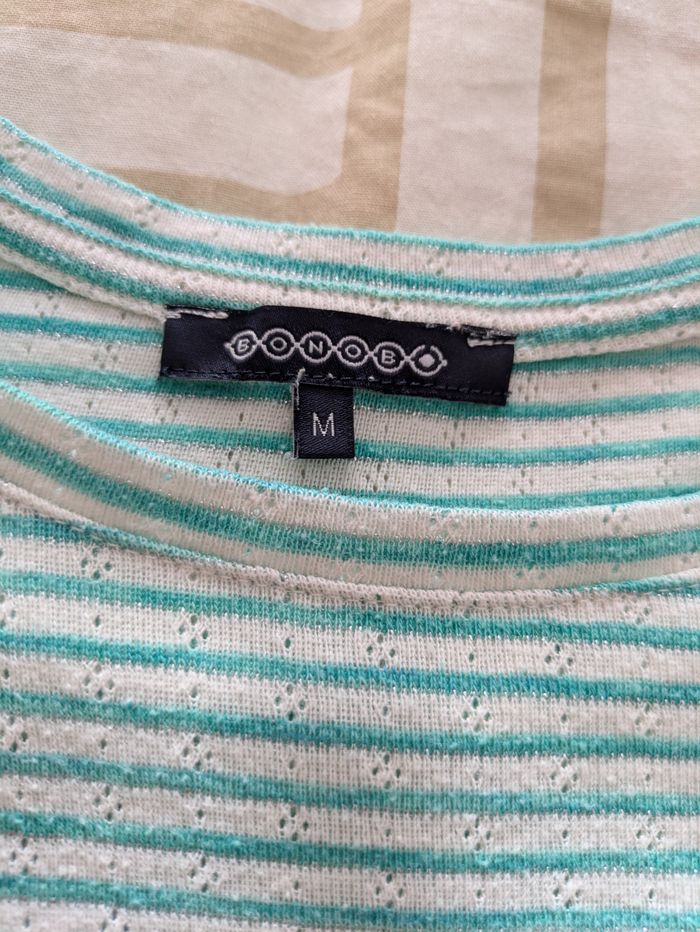 T-shirt Bonobo - Maille Bouclette Rayée & Volants - photo numéro 2