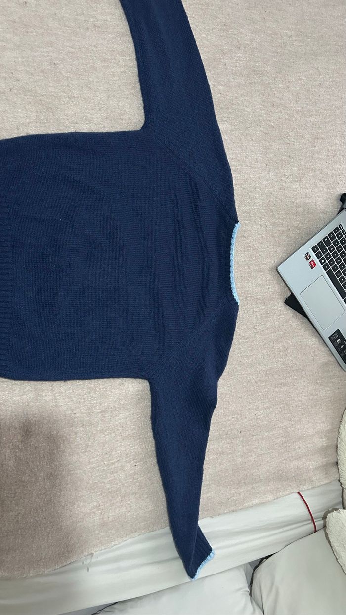 pull d’hiver bleu marine et bleu clair - photo numéro 3