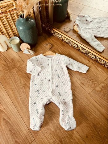 Taille 6 mois pyjama coton épais garçon Pat et Ripaton blanc et vert * girafe * 💙