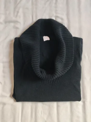 Pull sans manches noir Camaïeu col roulé large taille M
