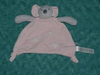 Doudou plat koala/ours rose gris étoiles obaibi 🐨tbe