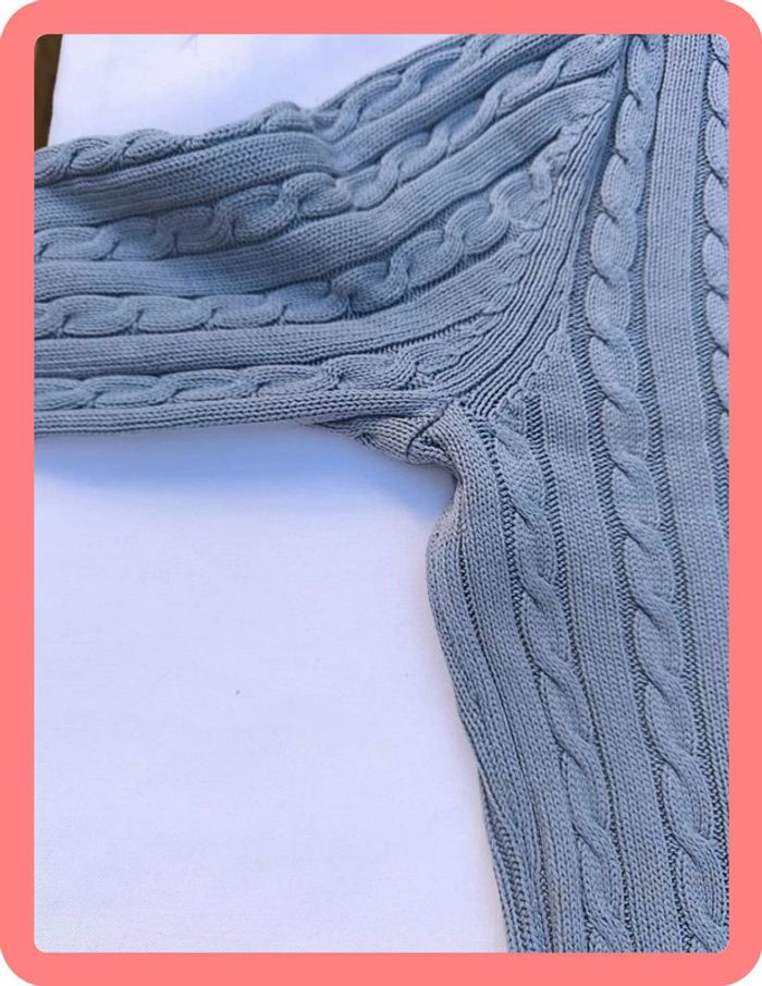 Superbe pull torsadé gris bleuté avec logo Ralph Lauren femme taille M - une aisselle trouée - photo numéro 18