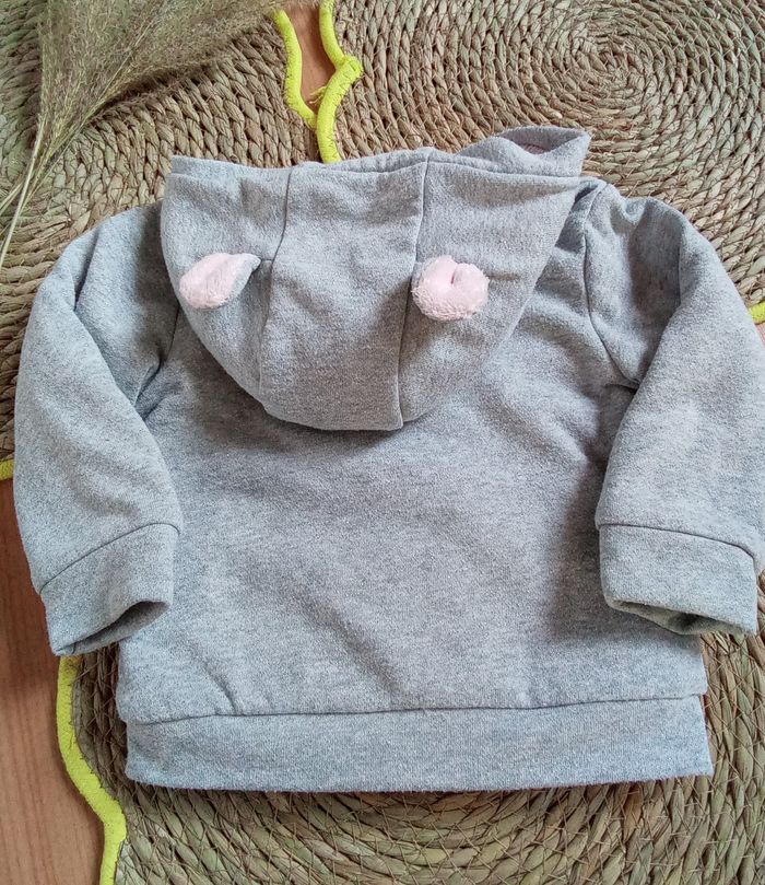Veste polaire grise à paillettes grises avec capuche Baby Club taille 12 mois - photo numéro 6