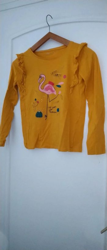 Tee shirt flamand rose jaune fille 12 ans gemo