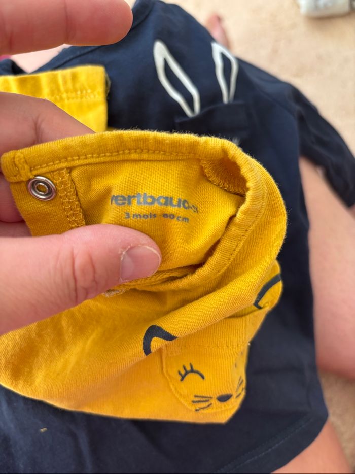 Lot de 2 t-shirts manches longues 3 mois vert baudet - photo numéro 3