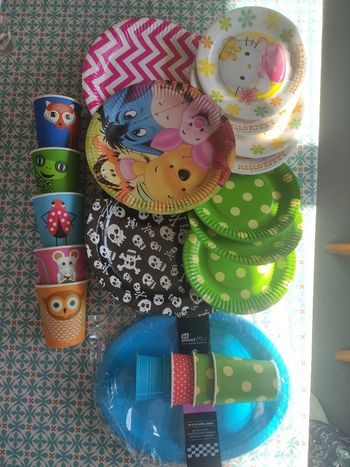 Lot assiette et verre pour anniversaire 