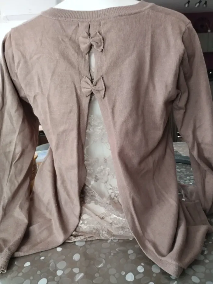 Pull taupe ms mode basic t 44 ouvert derrière