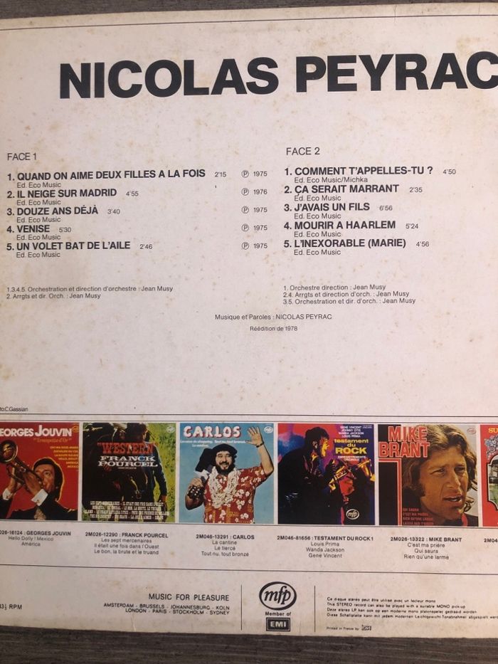 Vinyle  33t Nicolas Peyrac - photo numéro 2