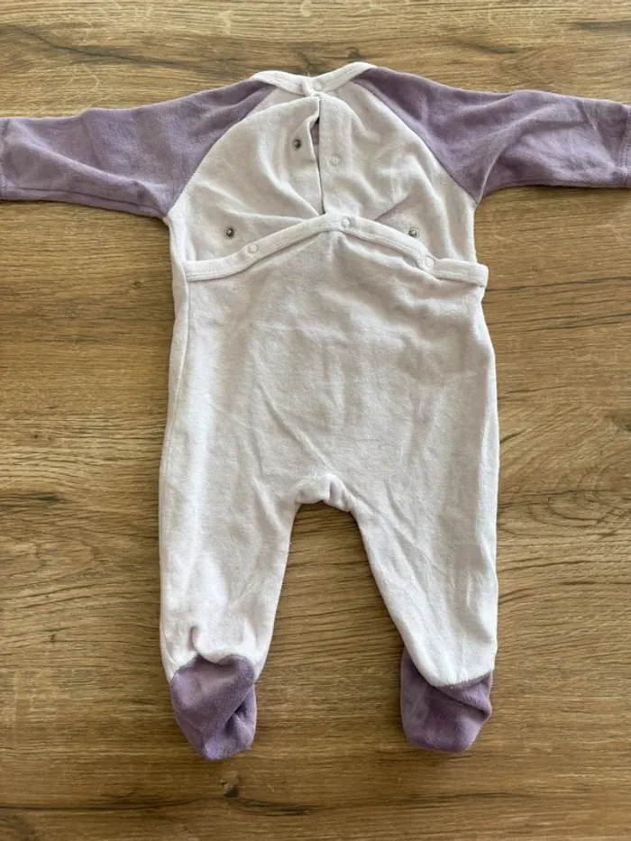 Pyjama velours bébé fille – motif pingouin - photo numéro 3