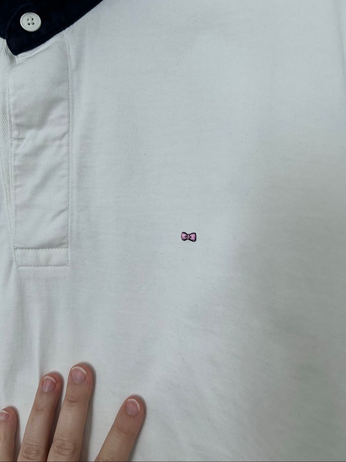 Polo manches courtes blanc empiècement dos col marine Eden Park 2XL - photo numéro 2
