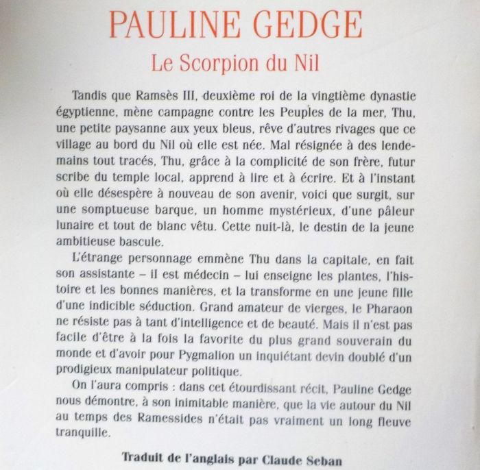 LE SCORPION DU NIL de Pauline GEDGE Ed. Stock - photo numéro 2